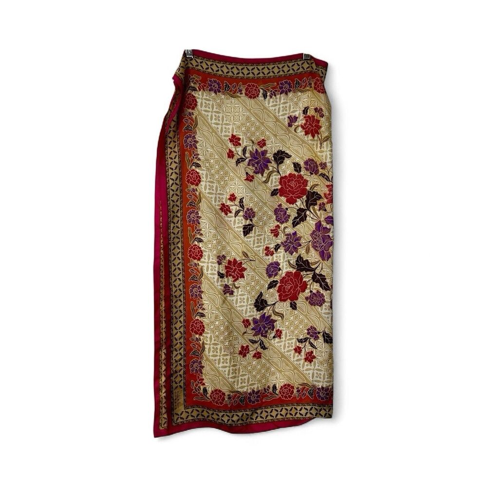 Nicole Miller Studio Silk Scarf in Cream, Pink and Orange, Boho
